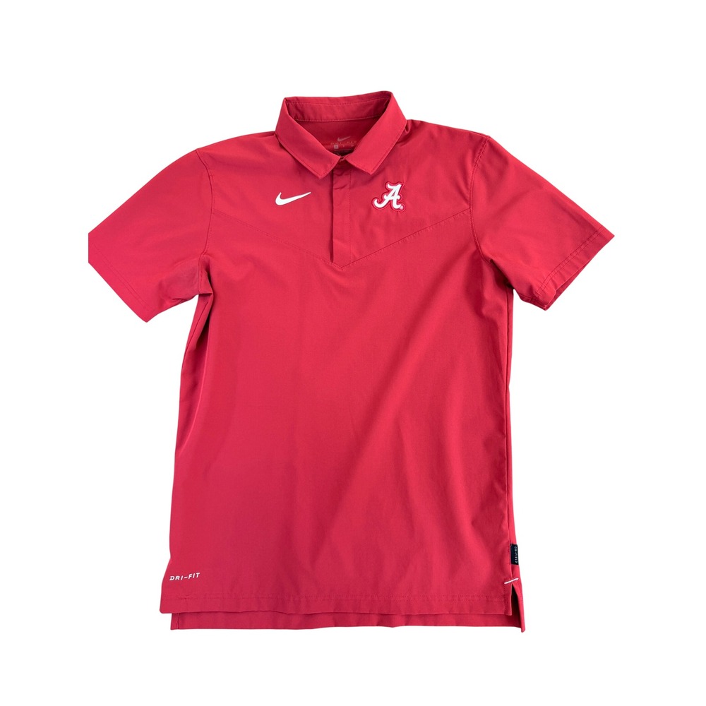 Alabama Crimson Tide Nike Mens Small Red Dri-FIT On-Field Polo Shirt Performance